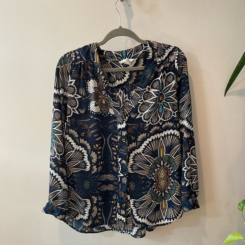 H&M Blue and White Floral Blouse